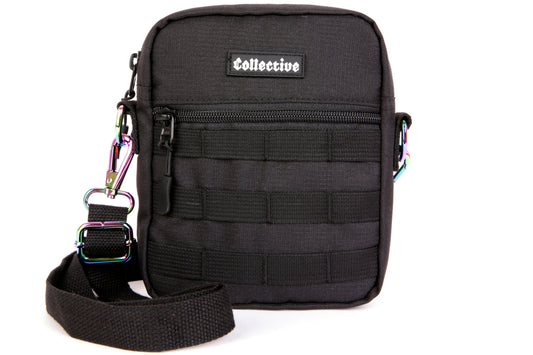 BOLSO BANDOLERA CON LOGOTIPO - NEGRO Y BLANCO