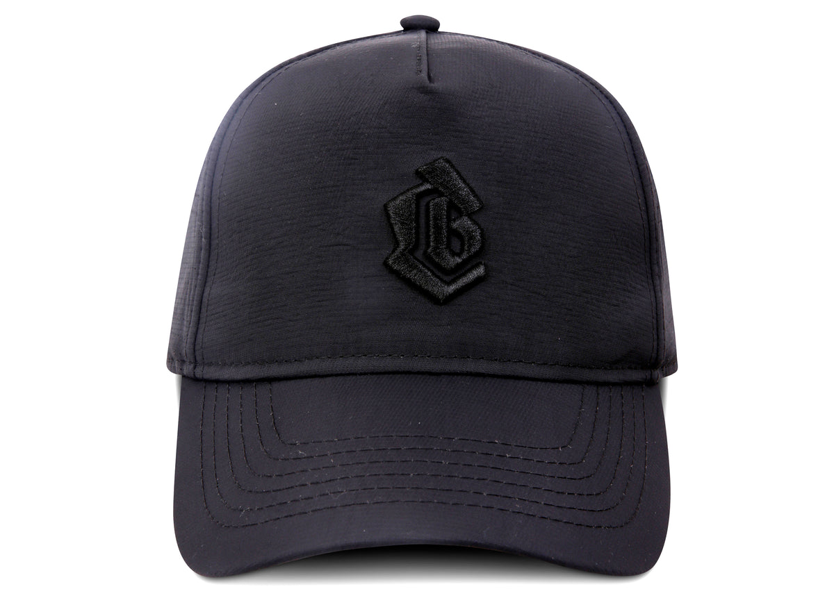 'MONOGRAM' CAP - BLACK/BLACK by Collective Bikes, front view
